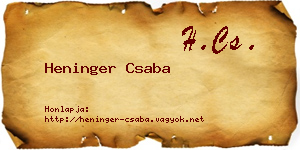Heninger Csaba névjegykártya